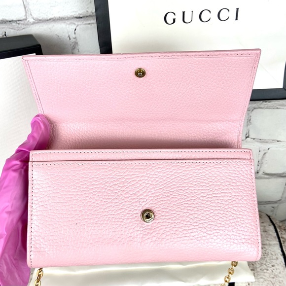 Gucci Marmont Gold Butterfly pink leather wallet crossbody - Picture 10 of 13